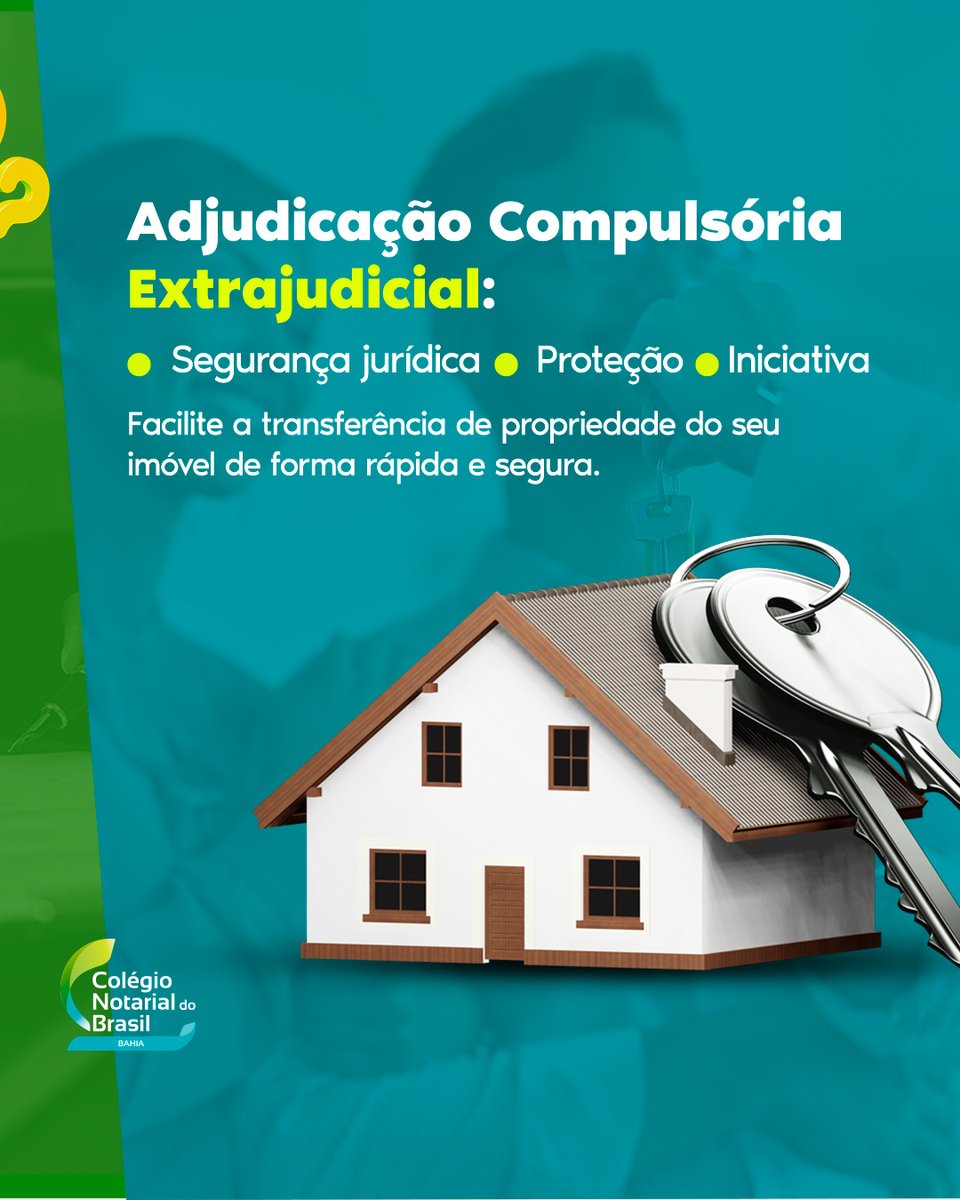 CNB_BA's tweet photo. Adjudicação Compulsória:

Precisa regularizar seu imóvel? Use a Adjudicação Compulsória! 🏠📜

O Notariado em Prática mostra como a Adjudicação Compulsória transfere a propriedade do seu imóvel sem ação judicial. ⚖

✅ Entenda a facilidade da Adjudicação Compulsória. https://t.co/GgMznc2gO3