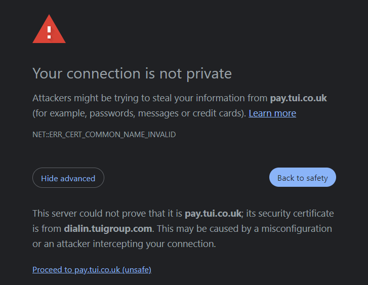 OldKeyJeffs's tweet photo. @TUIUK HI - looking to pay my holiday balance and keep getting the below error. Please advise. https://t.co/N5XyW3e8a3