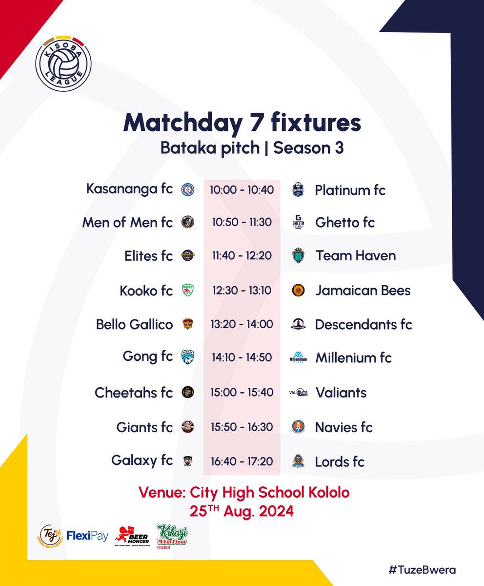 Matchday 7 fixtures are in📩

#KISOBALeagueSnIII || #TuzeBwera