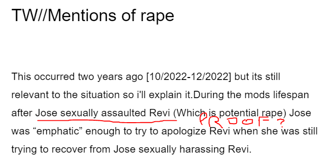 MansTrueHonesty's tweet photo. Revimacabre refuses to answer where exactly the proof of "sexual assault" is in the document.
With this i come to the conclusion that she is trying to pass off the nsfw dms as that, by misusing the term in bad faith to make the opposing part look worse hoping none pointed it out. https://t.co/iBMQyIHIGc