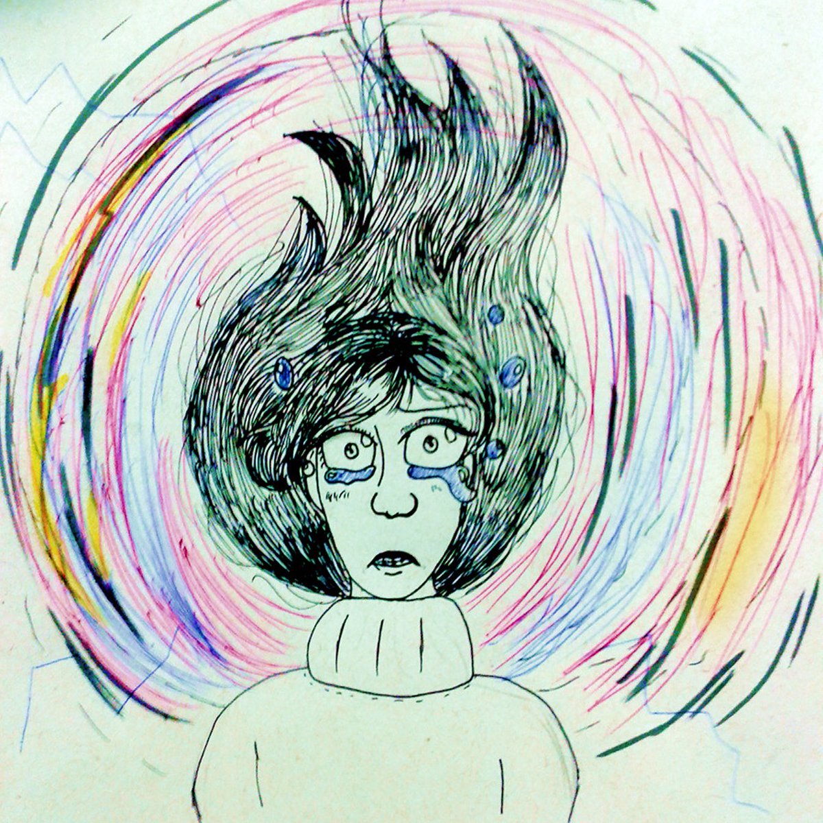 amyissen's tweet photo. this is a redraw from this thing i doodled in 2015. can't believe these are nearly 10 years apart! i wanted to try my hand at it again after seeing someone showing their art while gravity falls was still on vs. now that book of bill has come out. cray cray, huh! https://t.co/XBg67Q8bkQ