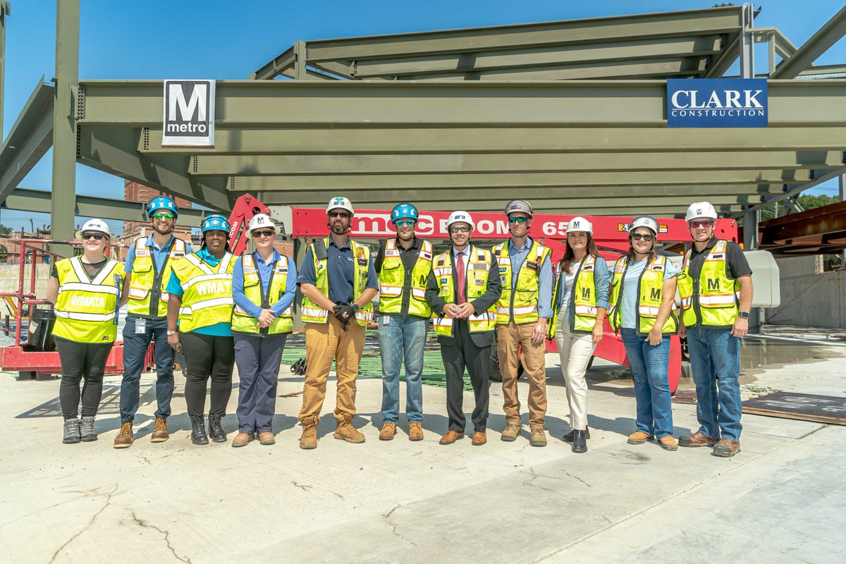 ClarkBuilds's tweet photo. Clark joined @WMATA in celebrating a significant milestone in the construction of the WMATA Northern Bus Garage as we begin erecting the facility’s steel structure. 🚍 #ClarkBuildsDC https://t.co/k34nOmeppQ