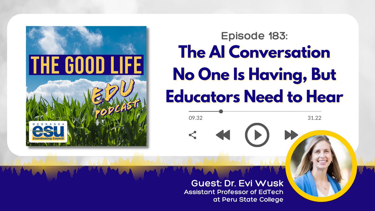 ESUCC's tweet photo. 🚨NEW EPISODE: This week @eviwusk joins us to discuss #AI's impact on teaching, learning, and the human experience. Don't miss this nuanced and thought-provoking conversation on...
⬇️#TheGoodLifeEDU⬇️
👂Apple https://t.co/JWwoBWtm5m
👂Spotify https://t.co/kLINLxDaEU
#edtech #K12 https://t.co/1GdC2f7v11