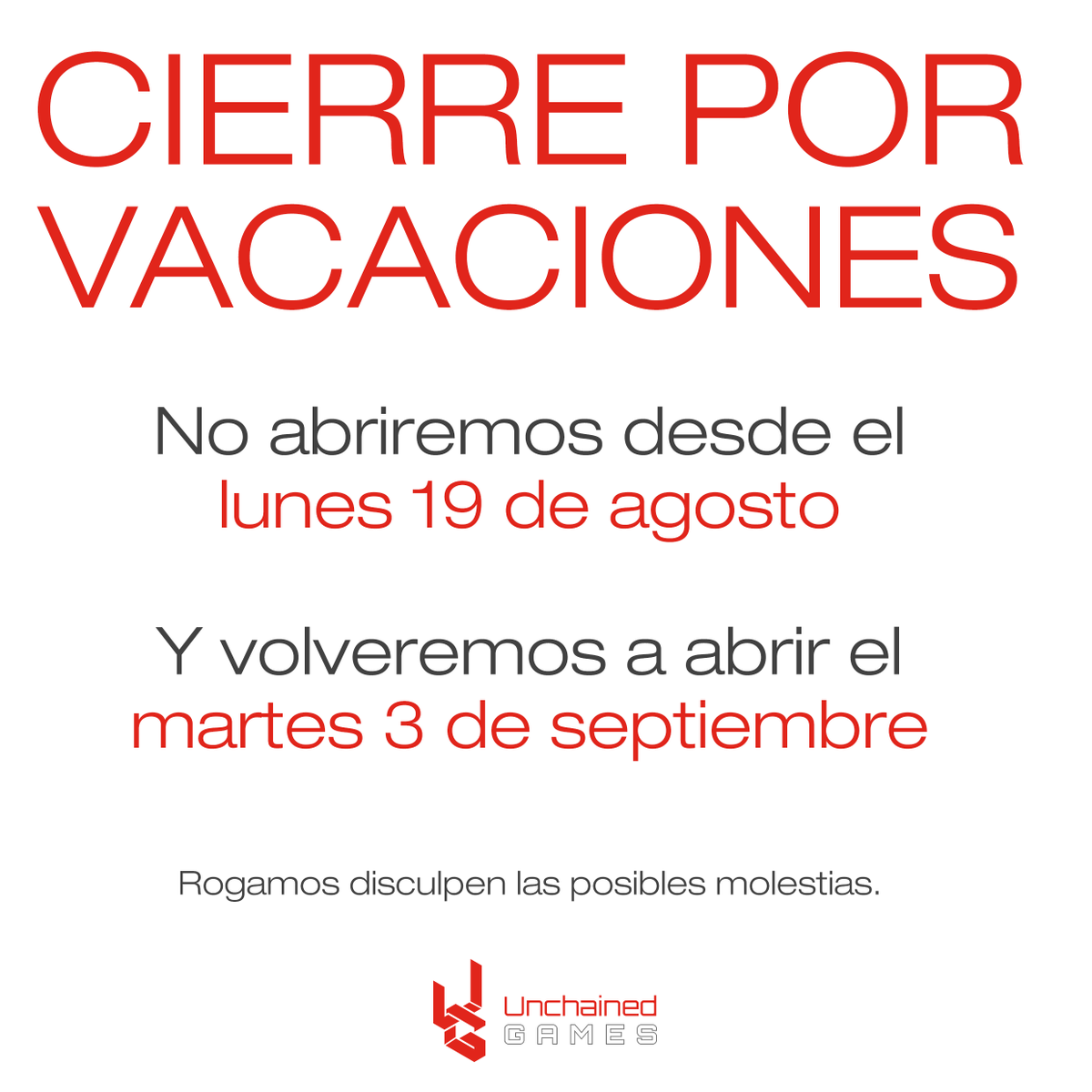 ¡Nos vamos a hacer la descansación! ¡Volveremos en septiembre!