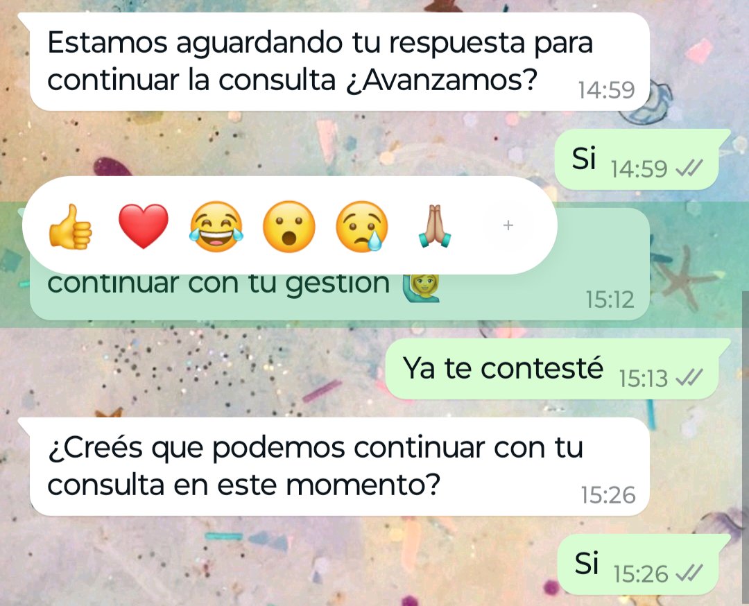 andpaula1972's tweet photo. @MovistarArg harta de tu bot que no me da respuestas. Me están cargando?
Llamo al tel y te envían un bot al WhatsApp. Quiero dar de baja un servicio, tan difícil es!!! https://t.co/JTjb2aB3zU