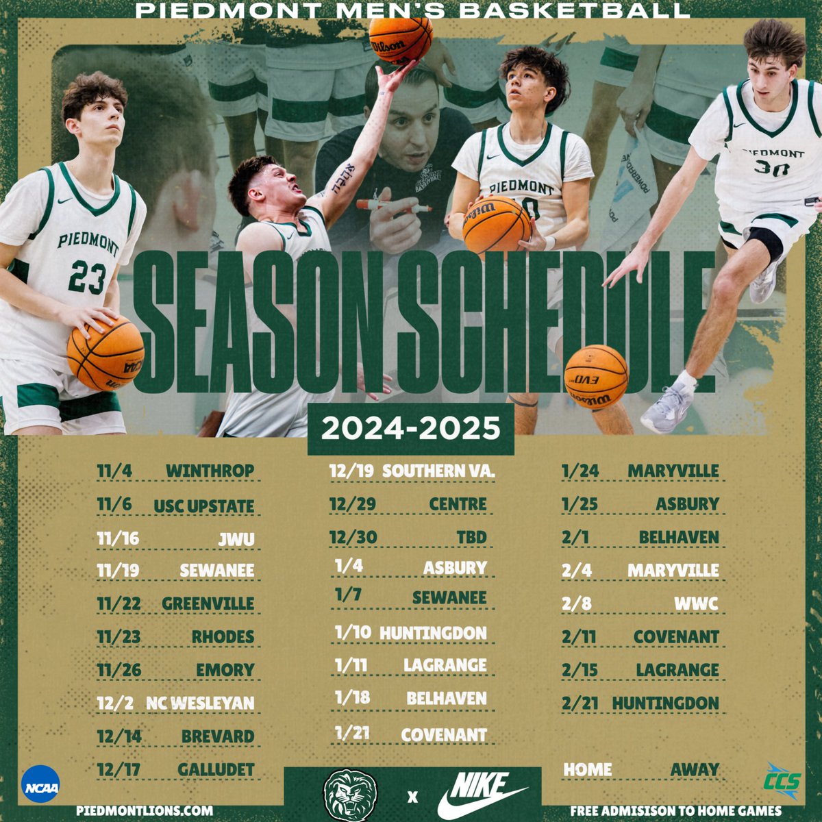 🚨Official Season Schedule Release🚨
Check out the full schedule on our website for locations, times, and for opportunities to stream games live! #together #golions
piedmontlions.com/sports/mens-ba…
