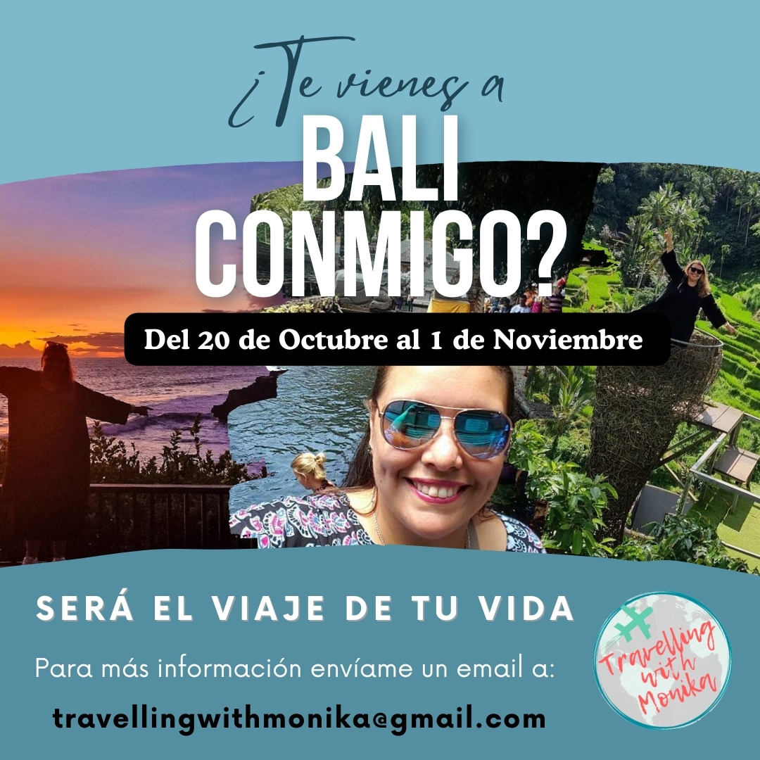MonikaCortez's tweet photo. ¿Te vienes a Bali conmigo? 
Del 20 de Octubre al 1 de Noviembre vamos a vivir una nueva aventura en la Isla de los Dioses...
Aún estás a tiempo de reservar tu plaza, sólo tienes que enviarme un email a: travellingwithmonika@gmail.com #bali #viajes #viajar #viajarbali https://t.co/DaIdVAdl2X