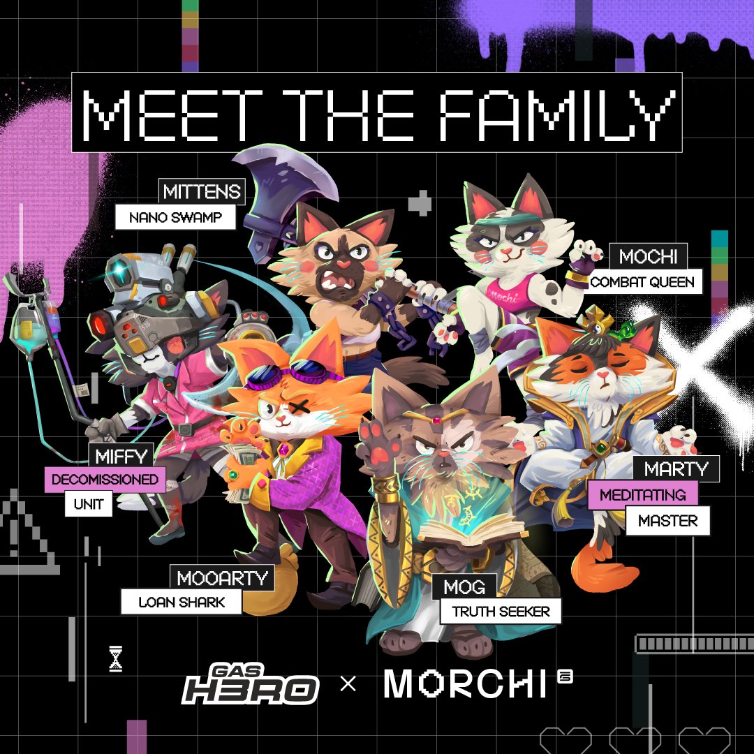 😸 Say hello to the ‘purr-suit’ of greatness!

The MOOAR family just got even bigger with the introduction of 6 new fur-ocious Evolved Heroes in Gas Hero! 🐾

Meet the new ‘cat-tastic’ crew:

Loan Shark - Mooarty 🦈
Meditating Master - Marty 🧘
Truth Seeker - Mog 👁️