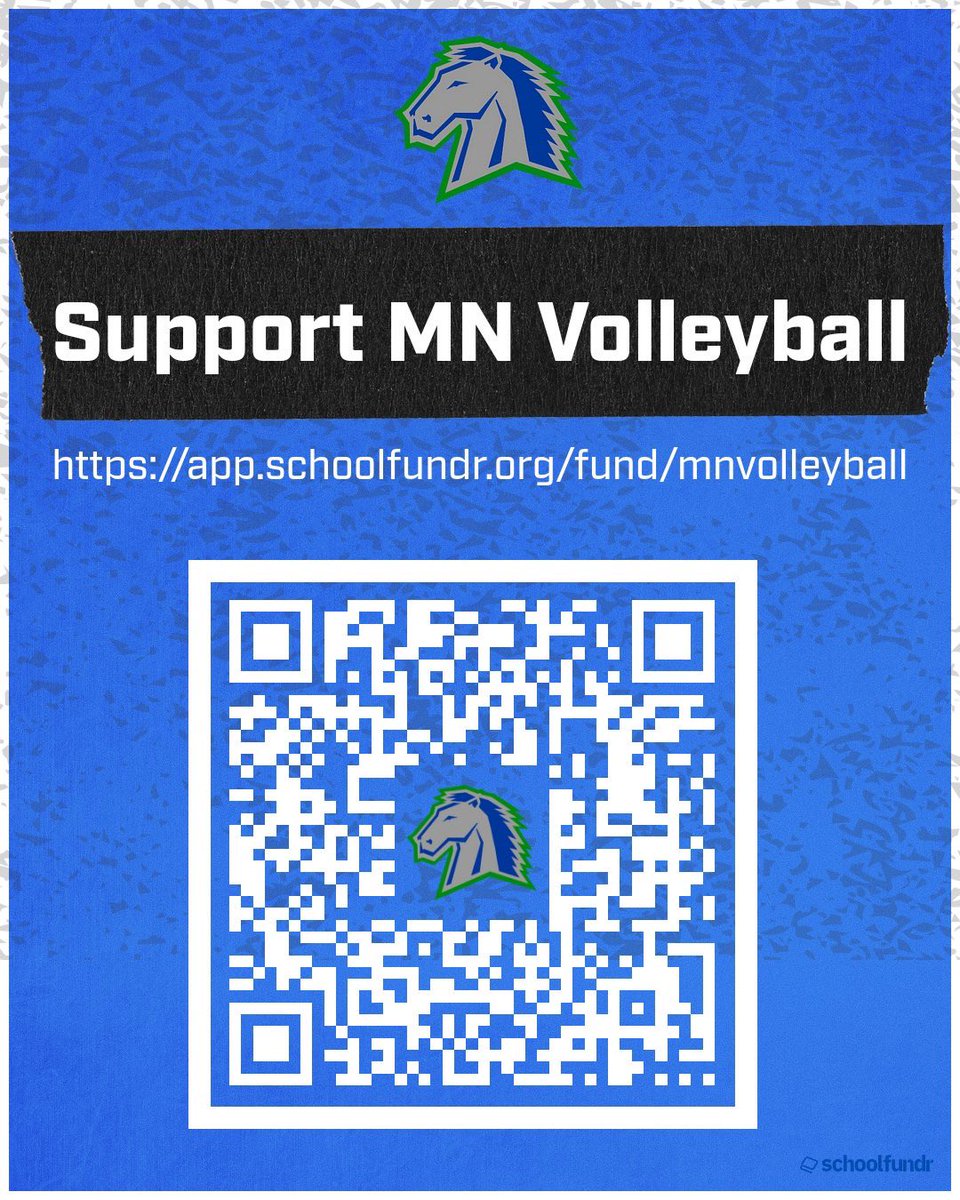 The 2024 season is getting ready to kick into full swing &amp; so is the 2024 MNVB fundraiser!!

Simply scan the QR code below or go to app.schoolfundr.org/fund/mnvolleyb… to contribute to the team! 💙THANK YOU FOR YOUR SUPPORT!🏐