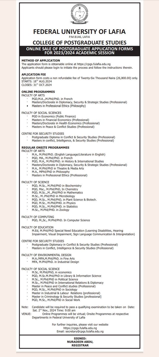 Federal University of Lafia tweet media