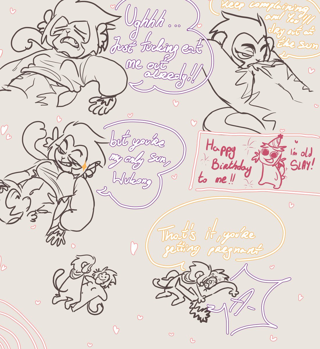 MatiSHUTUP's tweet photo. I have my birthday today so... 
uh..
B00BS!! *runs away cutely*

#lmkmacaque #lmksunwukong #shadowpeach #shadowpeachcomic #monkiesin #monkiesinnp https://t.co/DESZvgMwg9