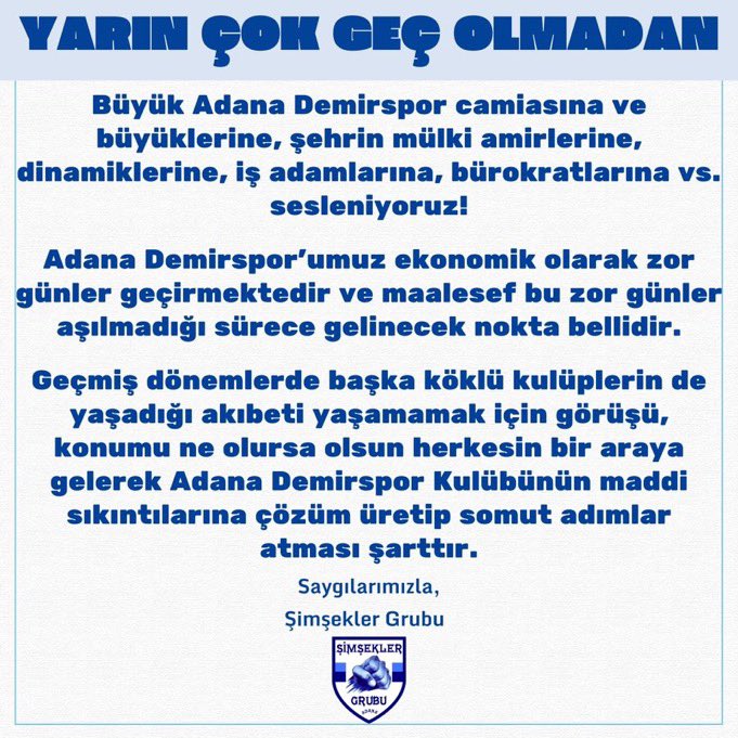 Adana Demirspor taraftarı her zaman, her dönemde olduğu gibi yerine getirilmesi gereken tüm sorumluluklarını taraftarlar olarak koşulsuz yerine getirmiştir. 

“Tahta sorununu çözememek yeni sorunları doğurur”