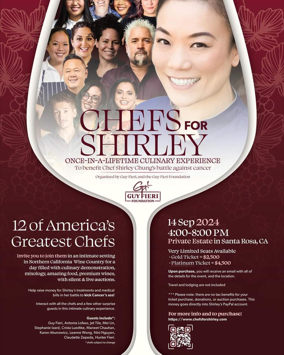🌶 🌶@ChefShirleyChung is having a party!!  @guyfieri putting together a fundraising event for our Dumpling Mafia Queen 👸 Love you Chef Shirley!! 👩‍🍳 Get well fast!! 🌶 🌶