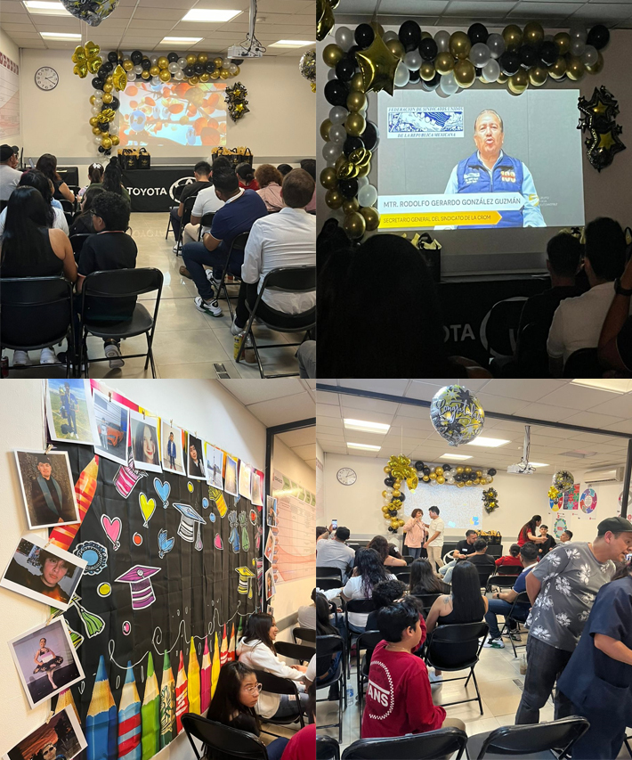 FSUCROM_RM's tweet photo. Se llevó a cabo la ceremonia de entrega de reconocimientos para los niños y jóvenes, hijos de los trabajadores de Toyota Coacalco, que con su esfuerzo lograron obtener las mejores calificaciones en el ciclo escolar que recientemente terminó. ¡Felicidades y sigan adelante! https://t.co/YFzRxxwZsf