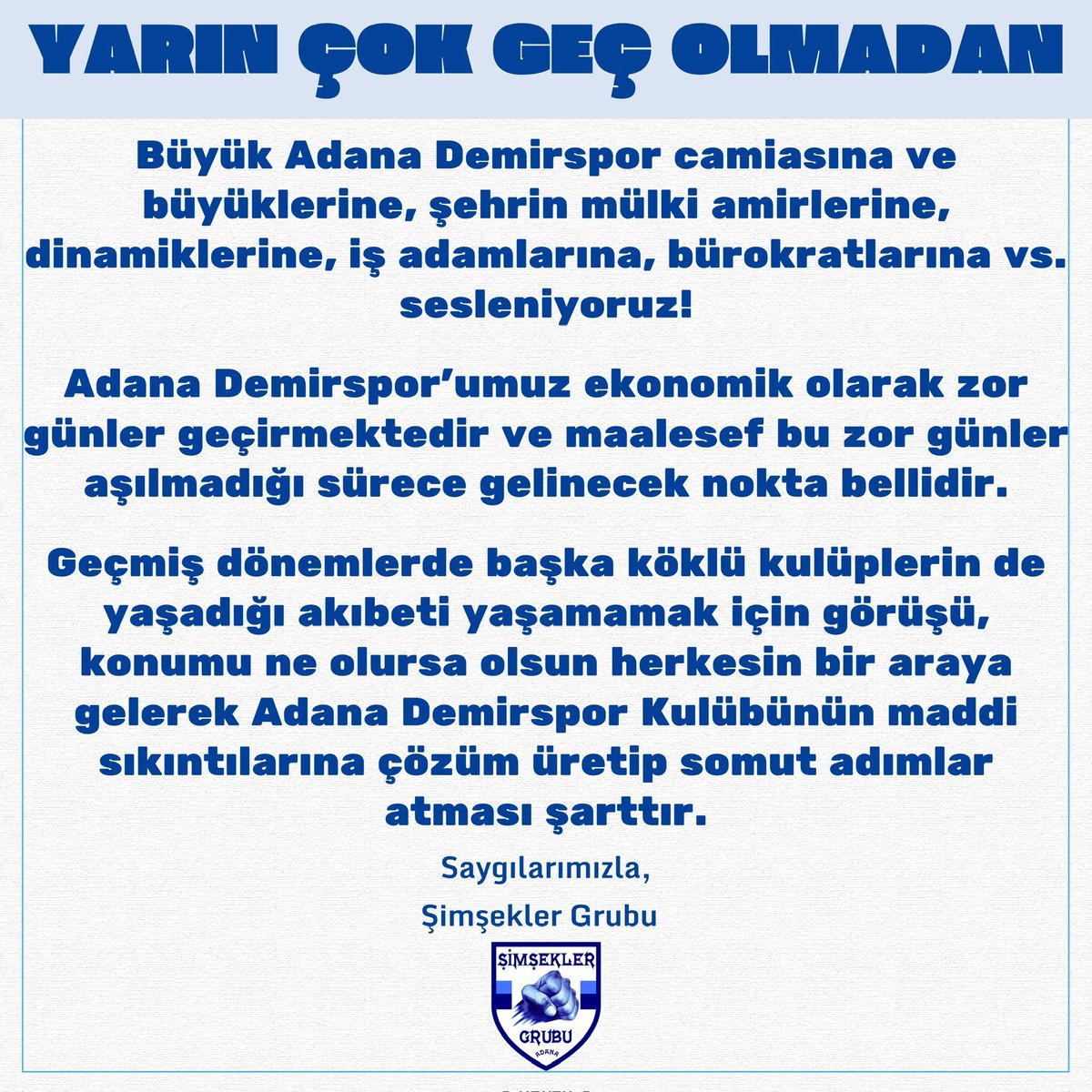Yarın Çok Geç Olmadan.