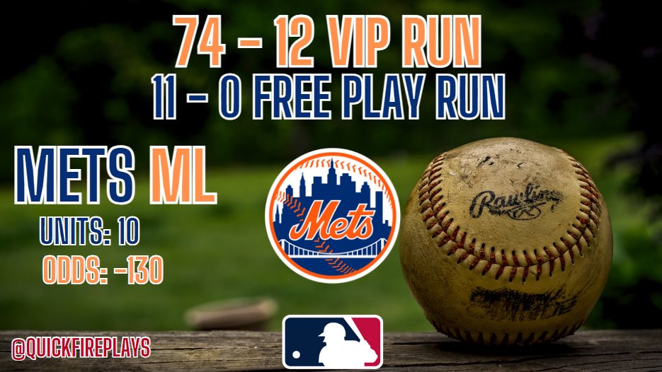 MLB 10u FREE PLAY LOCK OF THE YEAR ⚾️⚾️⚾️

METS ML 10u LOCK OF THE YEAR 💵💵

74-12 VIP RUN and 11-0 FREE PLAY RUN 🐐🚗

THE BEST RUN AND CAPPER ON TWITTER LIKE IF TAILING LFG (BIG VIP SALE AFTER) 💕

#GamblingX #FreePicks #MLBPicks