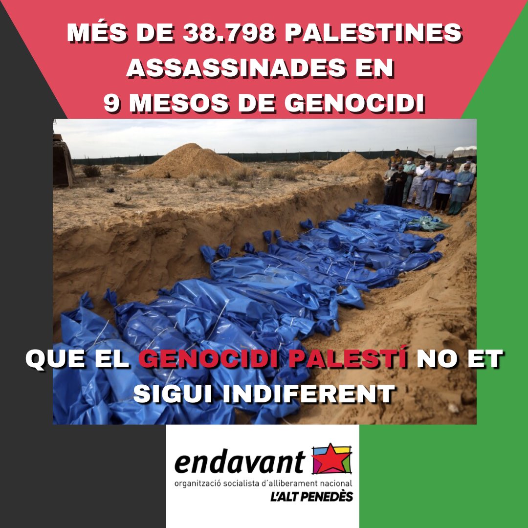 EndavantAPeneds's tweet photo. Estem veient un genocidi en temps real televisat i la comunitat internacional, els governs i les institucions que suposadament vetllen per la pau i els drets humans estan permetent i en molts casos s���estan beneficiant geopolíticament d’aquests assassinats. https://t.co/cd9iVBMWse