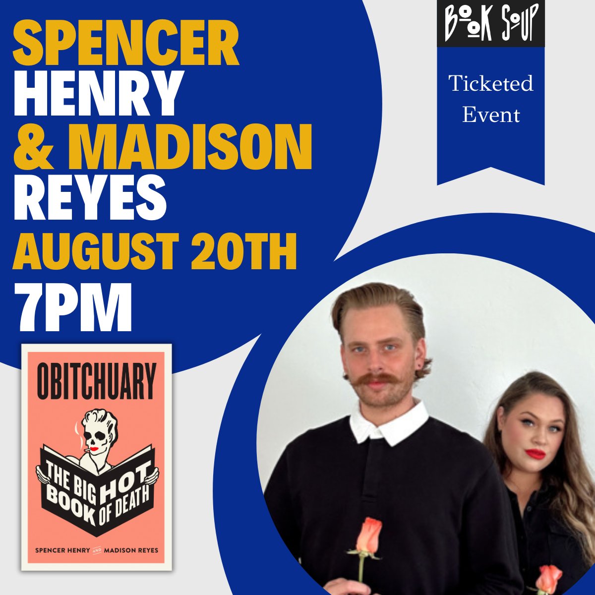 Book Soup (@booksoup) on Twitter photo Tuesday at 7pm: Based on the popular podcast <a href="/obitchuarypod/">Obitchuary</a>, Obitchuary: The Big Hot Book of Death is a smart, funny look at the American culture of death and how we're remembered. Join us for spooktacular evening!
Get tickets here: booksoup.com/event/spencer-…
#booksoup #bookevent Tuesday at 7pm: Based on the popular podcast <a href="/obitchuarypod/">Obitchuary</a>, Obitchuary: The Big Hot Book of Death is a smart, funny look at the American culture of death and how we're remembered. Join us for spooktacular evening!
Get tickets here: booksoup.com/event/spencer-…
#booksoup #bookevent