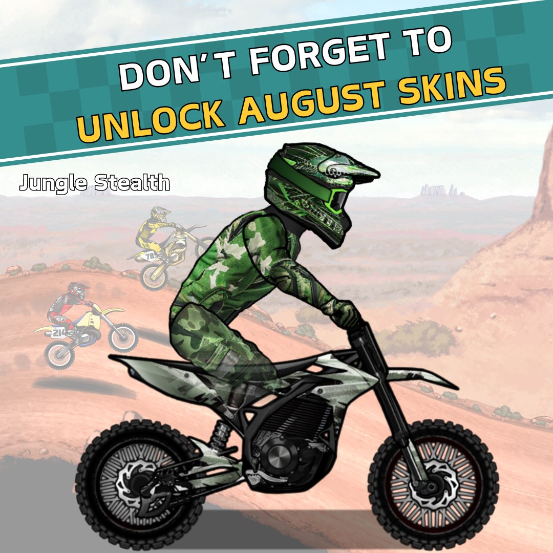 madskillsmx's tweet image. 🚨New Skins Alert🚨 Play this month's Daily Dash in MSM2 for exclusive bike skins, gear, and helmets. August colorways include Glam, Jungle Stealth, Nordic Drift, and Seabreeze. #msm2 #madskills #motocross #mobilegame