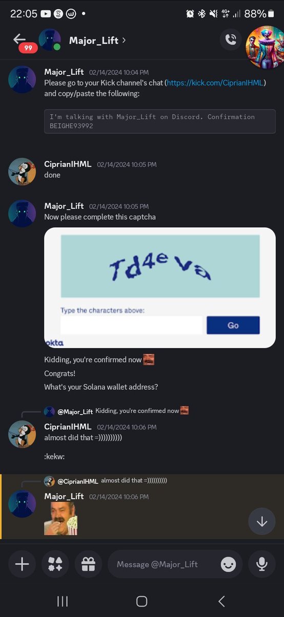 CiprianIhml's tweet photo. @AyeZee I got on first lottery, clown stream 600$, I was at work and I was so happy about it. I even ignored my boss at the time when she said to put down my phone. Won like 20k rollbit coins, sold it for idk 300$ and since you are back 1 cash raffle. When Major_Lift made fun of me KEKW. https://t.co/GT498fZ0dx