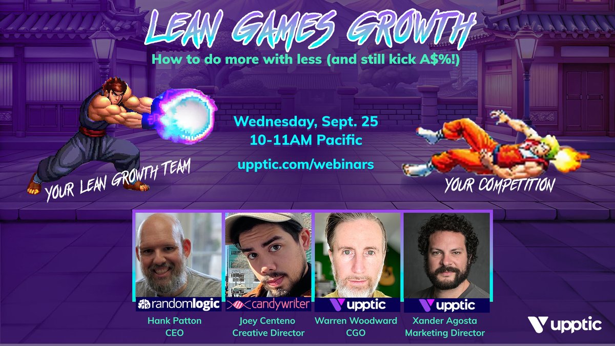 👉 Register now: hubs.la/Q02LMrDS0 👈 In an era of AI and industry change, you need to be small and nimble to take on industry giants. Learn how to build a lean games growth team with <a href="/randomlogicgame/">Random Logic Games</a>, <a href="/candywriter/">Candywriter</a>, and Upptic! 🚀

#GameMarketing #GamesIndustry