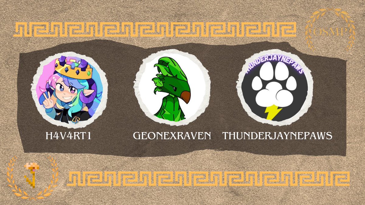 Introducing our new Godly Actors 
🏹🪽🐉⚡️

<a href="/H4V4RT1/">Havarti</a> playing Artemis &amp; Hermes
<a href="/GeonexRaven/">Geonex Raven</a> playing Typhon 
<a href="/katjaywind/">ThunderJaynepaws</a> playing Zeus