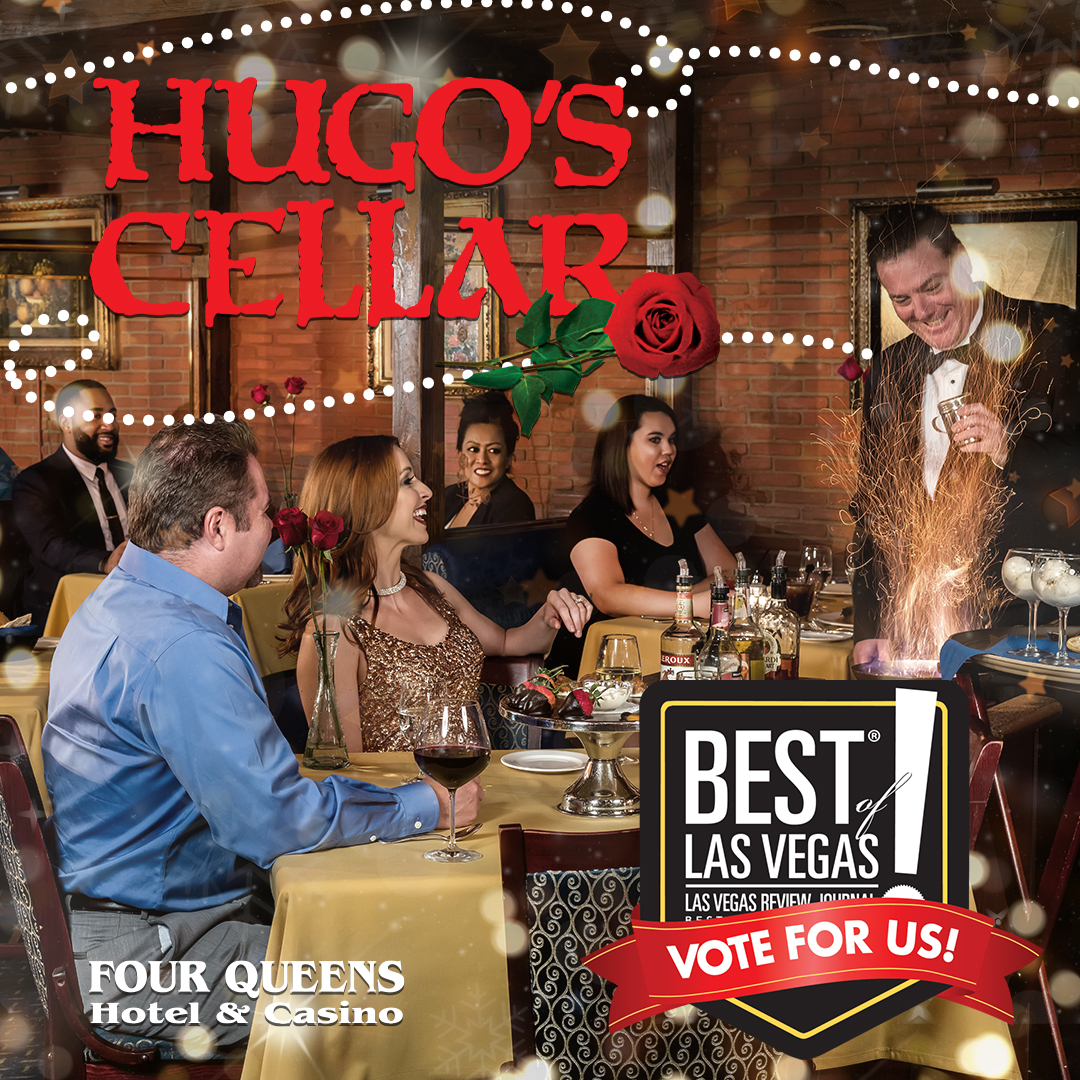 4QueensLV's tweet photo. Vote for us at https://t.co/2CW8Yha0XH and help us win the title of best steakhouse, best restaurant Downtown, and best martini in Las Vegas! 🏆🍽️🍸 Don't miss your chance to make a difference - vote daily until 9/13! 💪🏼🗳️ #BestOfLasVegas #BOLV #HugosCellar #FourQueens https://t.co/2HGUOR251Y