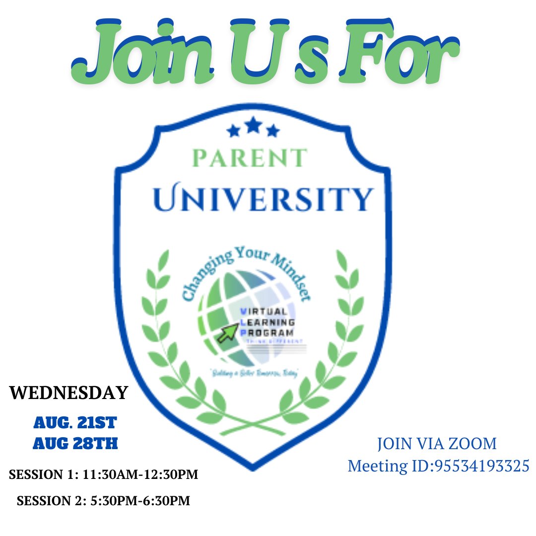 We understand that navigating the various programs aimed at ensuring your scholar's success can be overwhelming. To help address this, we invite you to join us for our 1st session of Parent University.