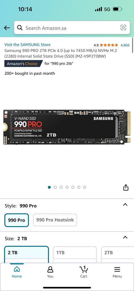 Eng_S4OG's tweet image. خصم حلو على تخزين 990 pro 2tb 

amzn.to/4dR5eaS