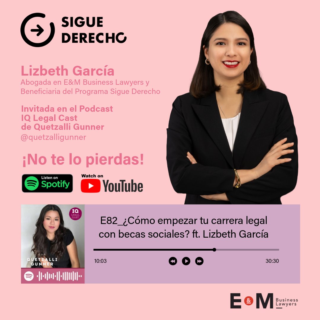 🙋‍♀️Nuestra abogada Lizbeth García, especialista en Derecho Corporativo y Propiedad Intelectual, fue invitada al podcast 🎙 IQ Legal Cast de Quetzalli Gunner.

Puedes ver y/o escuchar el Podcast aquí 👇 
Spotify: spoti.fi/3SUyXYk
YouTube: bit.ly/3YPypqc