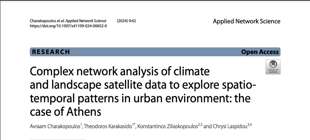Chrysi Laspidou (@claspidou) on Twitter photo Check out our new article coming out of <a href="/ARSINOE_EU/">ARSINOE_EU</a> on modeling spatio-temporal patterns in #Athens using #ComplexNetwork Analysis and #satellite data! Really proud of this interesting work! <a href="/TheodorosKARAK3/">KARAKASIDIS Theodore</a> <a href="/ZiliZilios/">Konstantinos Zili</a> doi.org/10.1007/s41109… Check out our new article coming out of <a href="/ARSINOE_EU/">ARSINOE_EU</a> on modeling spatio-temporal patterns in #Athens using #ComplexNetwork Analysis and #satellite data! Really proud of this interesting work! <a href="/TheodorosKARAK3/">KARAKASIDIS Theodore</a> <a href="/ZiliZilios/">Konstantinos Zili</a> doi.org/10.1007/s41109…