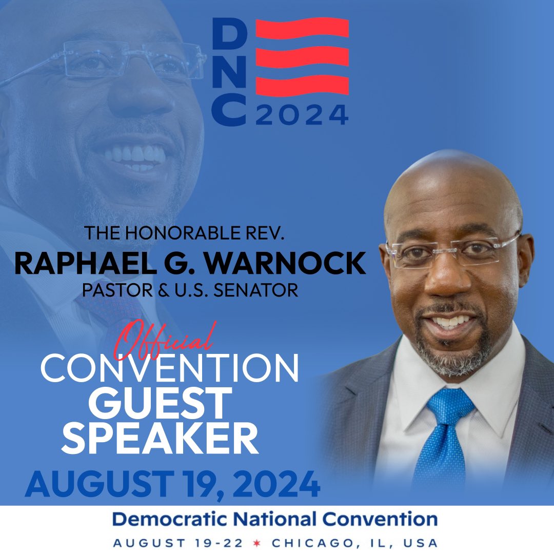 Ebenezer Everywhere! Join us as we tune in to watch Pastor Warnock speak at the 2024 Democratic National Convention in Chicago! He'll be sharing his message during the 9pm CST/10pm EST hour. Let’s gather together, wherever we are, to support our pastor &amp; hear his powerful words.