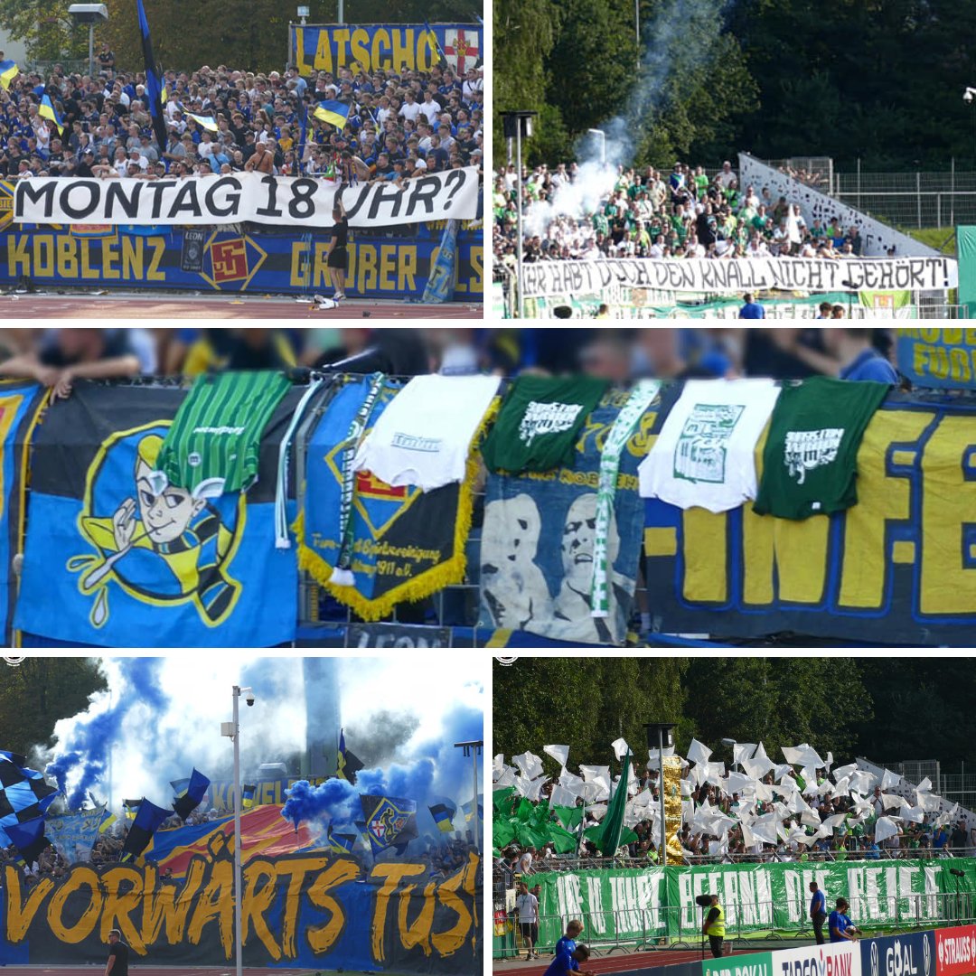 FasziFankurve's tweet image. Fanfotos vom heutigen #DFBPokal-Spiel zwischen der #Tus #Koblenz &amp;amp; dem #VfL #Wolfsburg online. Beide Fanszenen protestierten gemeinsam gegen die fanunfreundliche Anstoßzeit am frühen Montagabend 👉 faszination-fankurve.de/fanfotos/updat…  #TuSWOB📸: @UiSF_UiSF