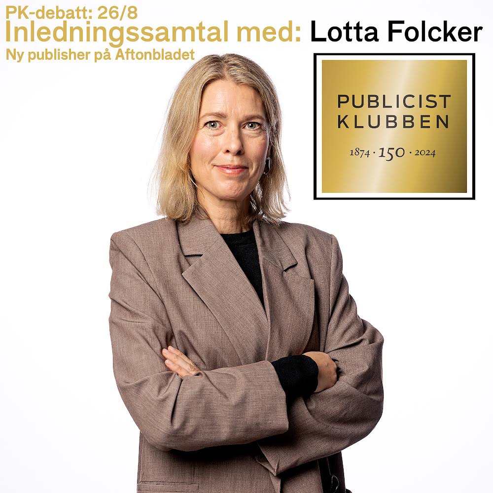 Om en vecka, måndag 26 augusti, sparkar vi i gång höstens debatter. Panelen utannonseras senare, men vi kan redan nu meddela att kvällen inleds med att Aftonbladets Publisher Lotta Folcker ställs mot väggen på PK:s scen. 📍Social Kitchen, Stockholm, Kungsbron 13 | 17:30