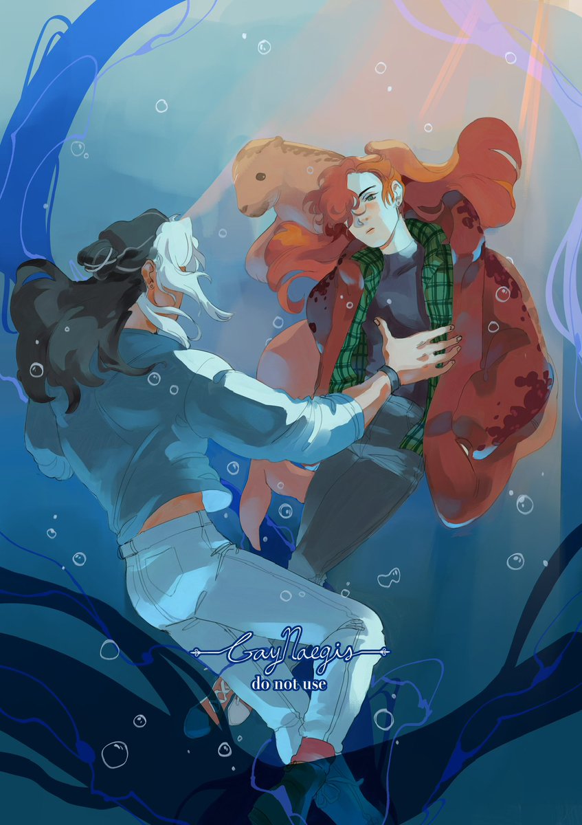 Happiness is coming up with selkie aus with urs and ur friend’s ocs. This is true (<a href="/PatheticDrow/">Chris</a> ‘s oc from the back 😳)