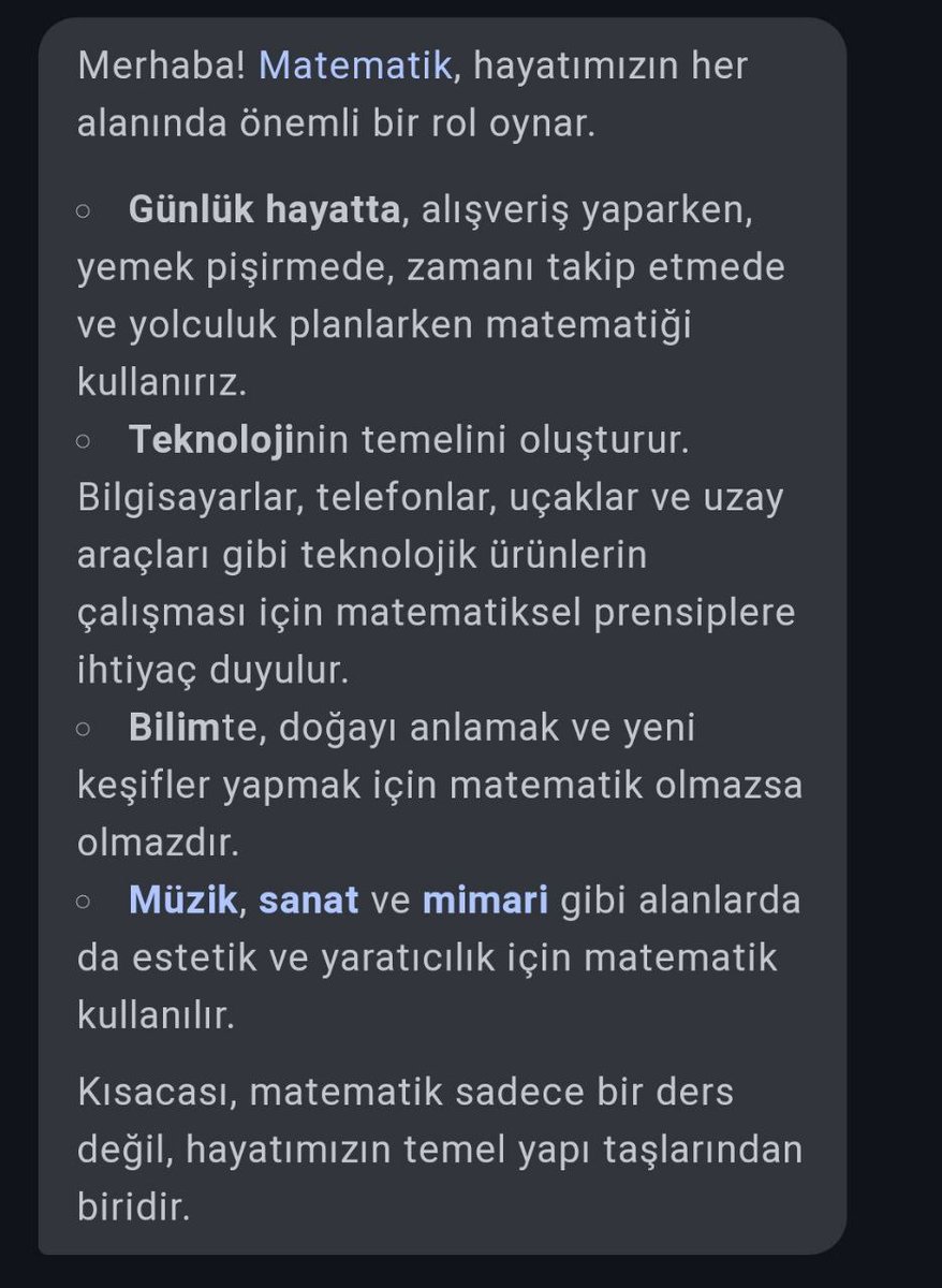 Sürdüğünüz araba matematik ile dizayn edildi. Oturduğunuz ev matematik ve yan dalı geometriyle çizildi. Kullandığınız bilgisayarda da izlediğiniz tvde de arka planda matematiksel kodlar dönüyor. Hastanede film mr çekileceksiniz matematikle tasarlandı

#matfensecmelilerigerigelsin