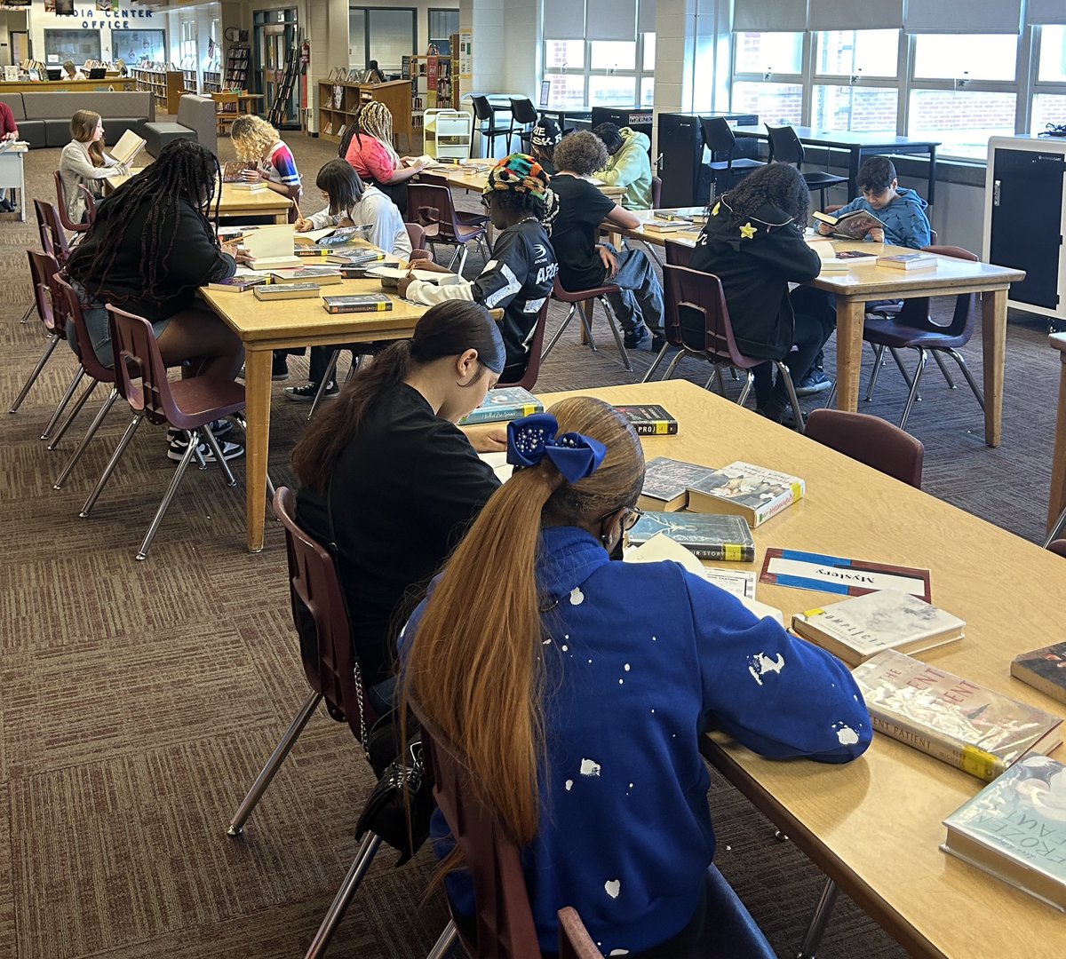 Book tastings and checkouts started today! Stop by the library and find your next book. #Senecasoars