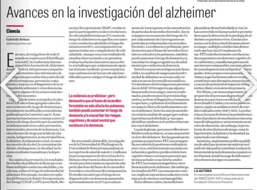 La investigación en #Alzheimer se acerca cada vez más a métodos diagnósticos compatibles con la atención primaria, pero aún falta mucho por hacer.

Urge la implementación de estrategias de #prevención primaria, para evitar que la enfermedad se desarrolle; 1/