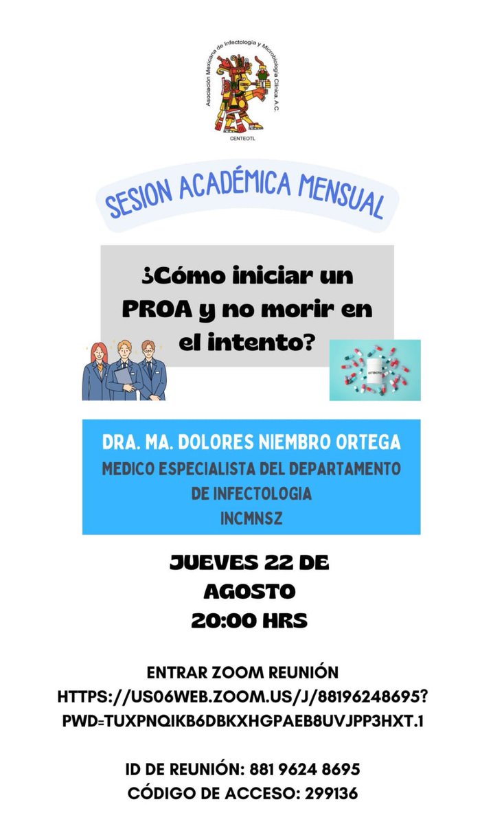 AMIMC8's tweet photo. SESIÓN ACADÉMICA AMIMC AGOSTO 2024
¿CÓMO INICIAR UN PROA Y NO MORIR EN EL INTENTO?
Jueves 22 de agosto, 20:00 hrs.
https://t.co/S1ZWl805os...
299136https://us06web.zoom.us/j/88196248695?pwd=tuxpNQikb6dBkXHgpAeb8UVJpP3hxT.1
ID de reunión: 881 9624 8695
Código de acceso: 299136 https://t.co/8wDfDrLDAg