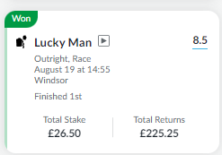 ohmillers's tweet photo. @Jonfanti Great picking Jon, had all the hallmarks of a good day. Went all in on Lucky Man and EW on Muta as advised. https://t.co/T0IZXoJ3mb