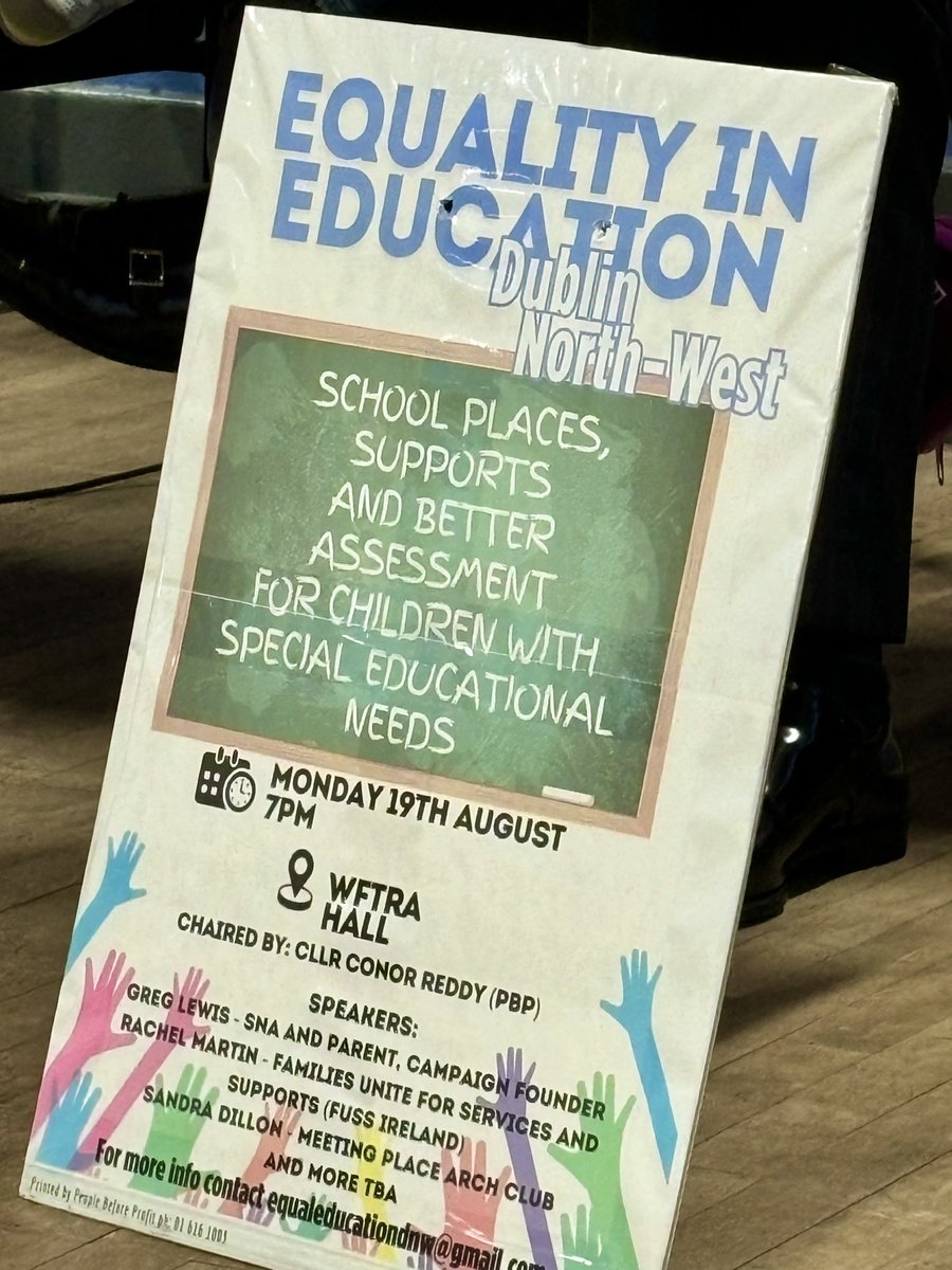 Packed room for the public meeting called for by the group #EqualityInEducation in Finglas tonight. 

We heave heard heartbreaking stories from parents in tears as they face another year where their child faces another year without a school place just because they have a