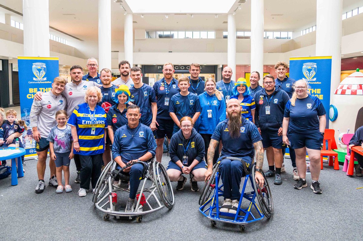 WWRLFoundation's tweet photo. What a day at Birchwood Shopping Centre! 🌟 Huge thanks to Danny Walker, Joe Philbin, Toby King, Leon Hayes, Arron Lindop &amp; Wolfie for joining us. 🐺 Shoutout to WolfPrint for their awesome performances &amp; our wheelchair team for the rugby demos! 🎨#bethechange #CommunityDay https://t.co/BpsmkKCLtY