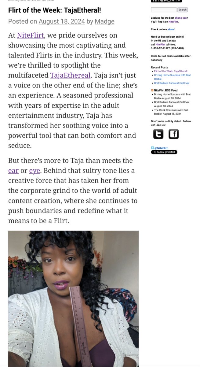 Get to know my Spooky Heaux side with this article. I'm currently featured as the Flirt Of The Week on #NiteFlirt 

Please read the entire article and learn more about my journey as an adult content creator. Also there's a new blog each week. 
phonesexblog.niteflirt.com/flirt-of-the-w…