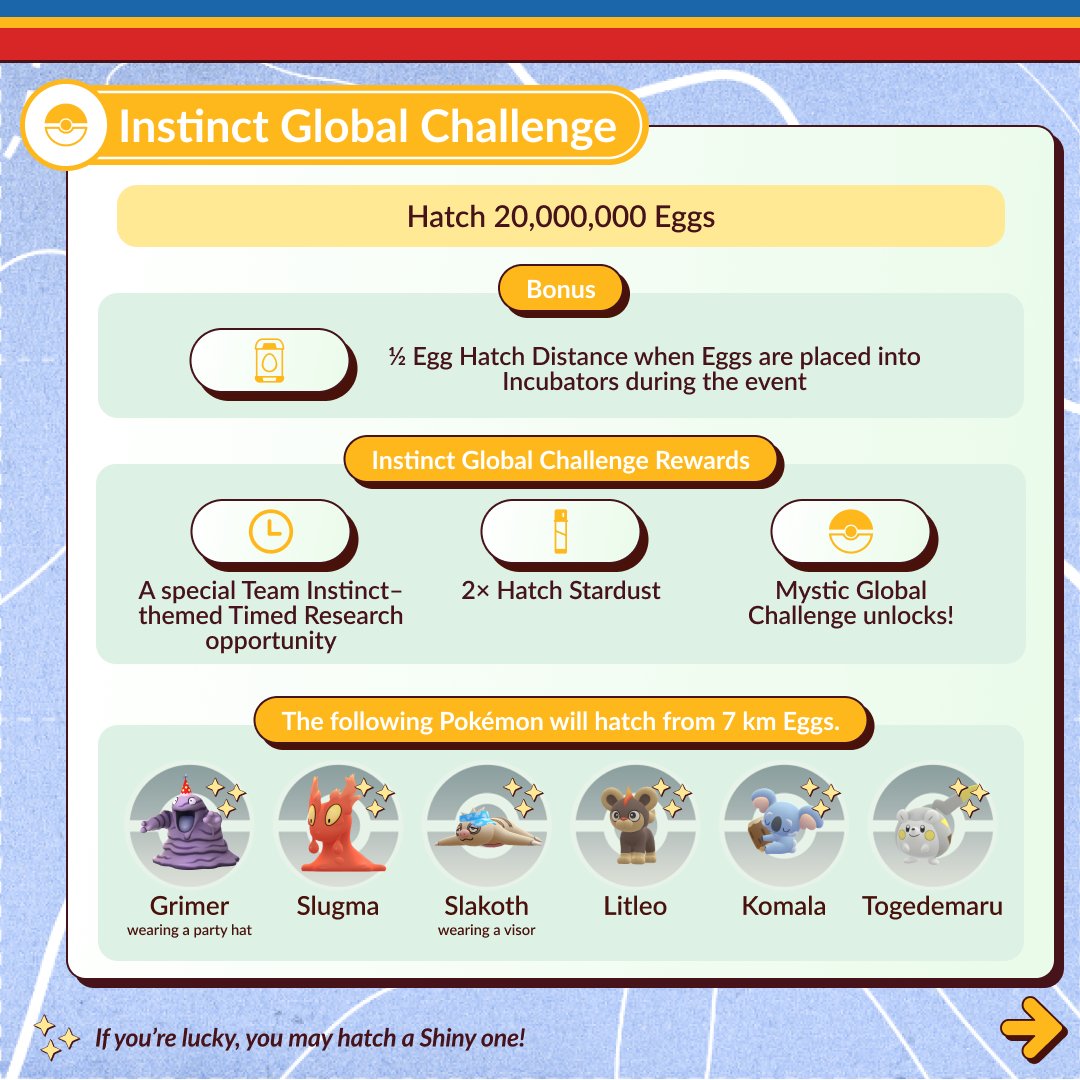 PokemonGoApp's tweet image. Trainers, get ready to assemble your Pokémon to complete themed Global Challenges to unlock bonuses during the Triumph Together event in #PokemonGO! 💪✨👀

Friday, August 23, at 3:00 p.m. to Friday, August 30, at 11:59 p.m. PDT

👉 pokemongolive.com/post/triumph-t…