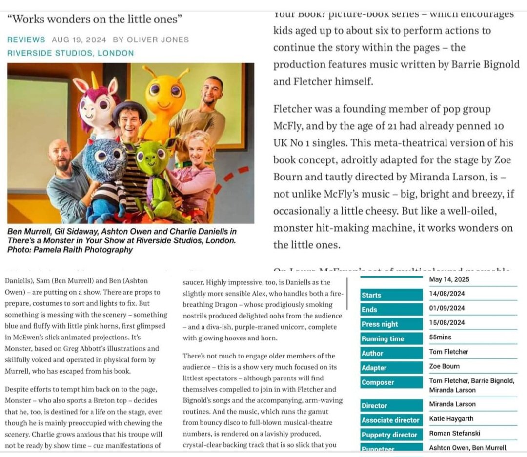 Fabulous review from <a href="/TheStage/">The Stage</a> 😍

Go Team Monster!