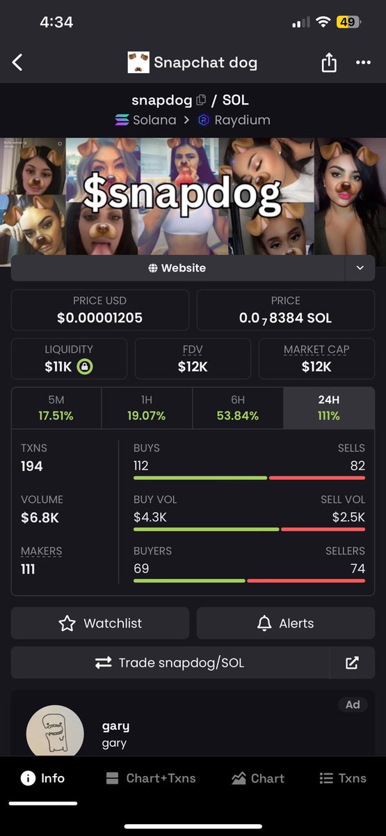 Almost 24hrs I took over @SnapdogCTO to CTO it. Started from 4k mcap and we hit 12k mcap 3x 
Not much but honest work 💪 the previous team <a href="/daumeneth/">Daumen</a> and his team dumped the project but they couldn’t kill the ticker. 

This are the chads I shill #Snapdogs to 👇🏻
Thread 🧵