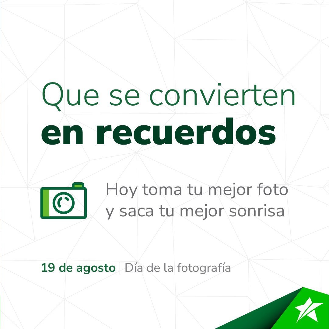 ¡Muestra tu mejor sonrisa! 📷
En el Día de la Fotografía captura todos tus mejores momentos con la familia y amigos.
19 de agosto Día de la Fotografía. 📷
#Produbanco #EnProDeTi