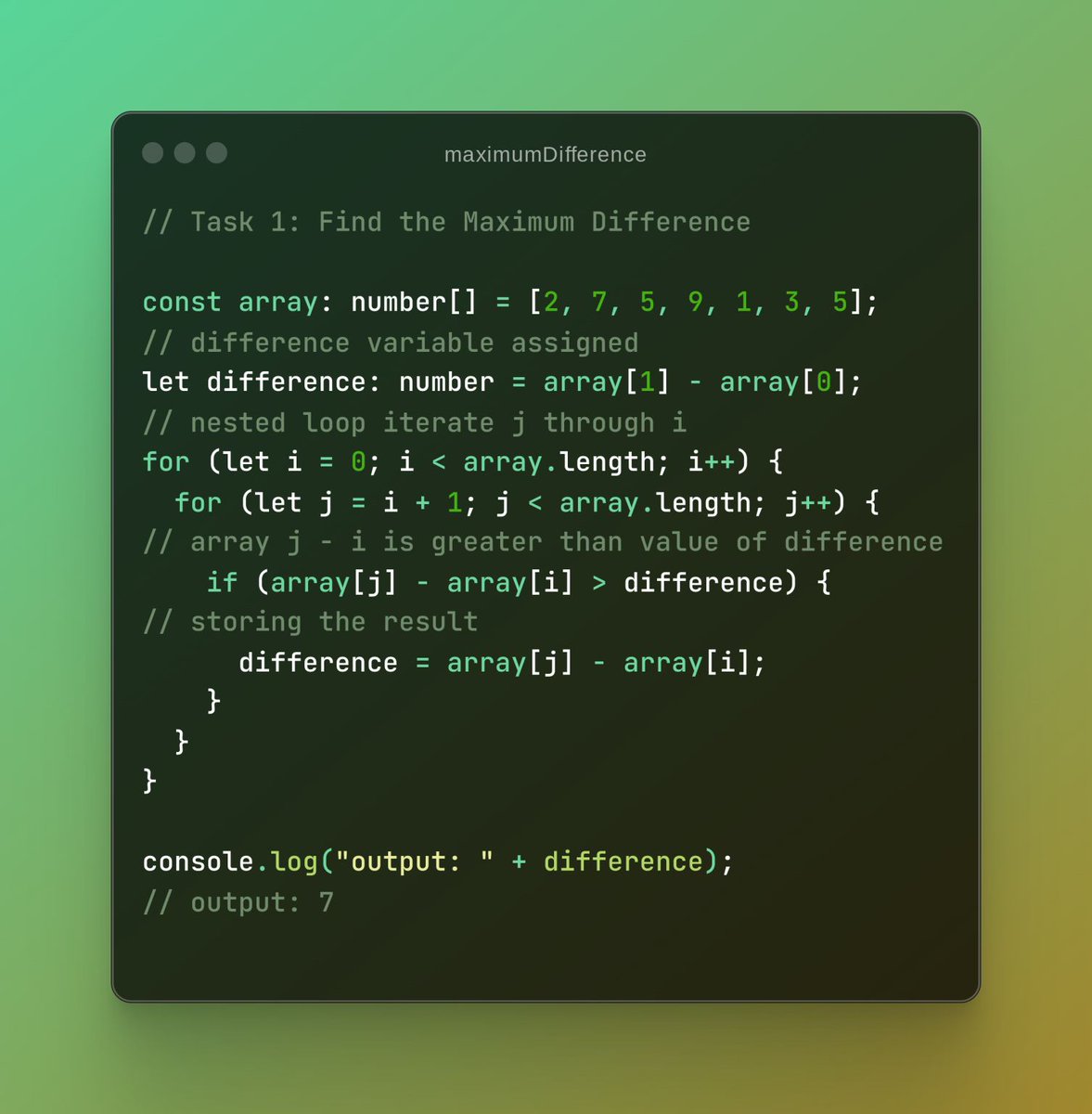 realg701's tweet image. Day 19:-
Task 1: Find the Maximum Difference
Task 2: String Character Frequency
Bit challenging.
30 days coding challenge started by #Hello_Coders admins Kanwal Heer | Naimal Arain | Filza Khan
#Hello_Coders_Probelm_Solving_Challenge
#Problem_Solving
#From_Basic
#Challenge
#DSA