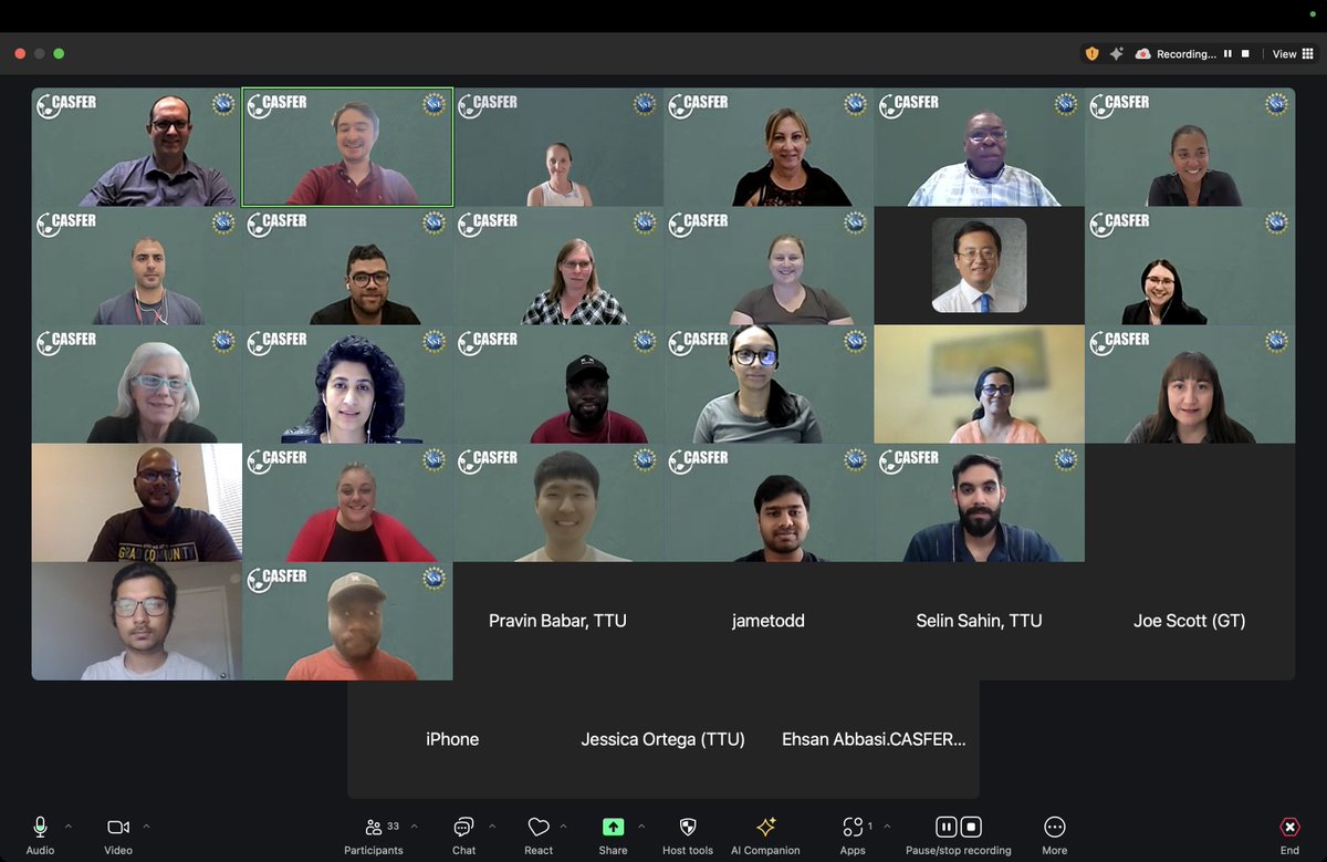 casfer_erc's tweet photo. Recently, CASFER held the Annual Review for all of our full projects. Researchers, professors, students, and board members joined in a discussion of the many projects that CASFER is working on, and our achievements over the last year!
#casfer #nsf https://t.co/h4dcmLALZ9
