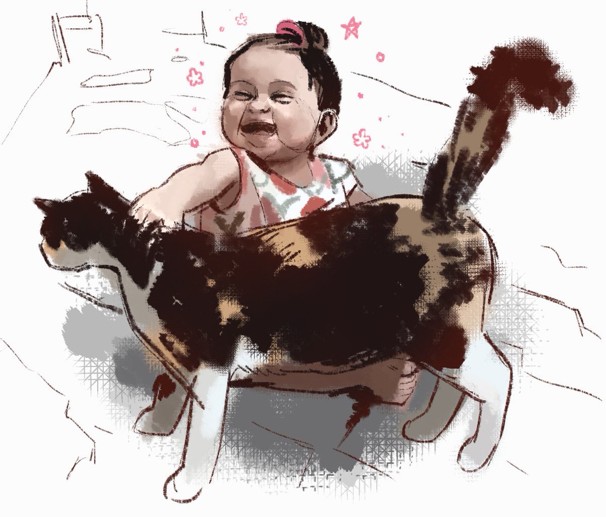 pepperbloom's tweet image. 🚨🚨BIG NEWS! 🚨🚨
@valkwise and i are officially managing @AbdulrhmanHajaj's campaign! ❤️🖤💚🩶
meet Leen, Abdulrahman's daughter. she is less than a year old. isn't she cute, playing with her grandfather's cat?
can you spare $5 to help them evacuate?
gofund.me/c37b0ca7